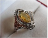 Bague ancienne Argent massif  Citrine et perles d'opale