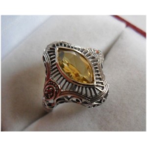 Bague ancienne Argent massif  Citrine et perles d'opale