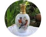 LAMPE BERGER EN PORCELAINE DE LIMOGES DECOR OISEAUX ET FLEURS
