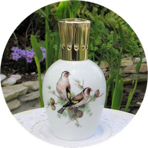 LAMPE BERGER PORCELAINE DE LIMOGES DECOR OISEAUX
