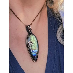 Collier labradorite, pendentif labradorite