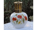 LAMPE BERGER PORCELAINE COQUELICOTS Bouchon couleur argentée