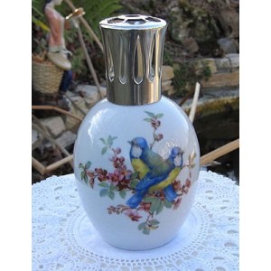 LAMPE BERGER PORCELAINE DE LIMOGES DECOR OISEAUX