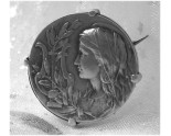 BROCHE ANCIENNE JEUNE FILLE à LA LYRE 18ème 19ème  ARGENT MASSIF 